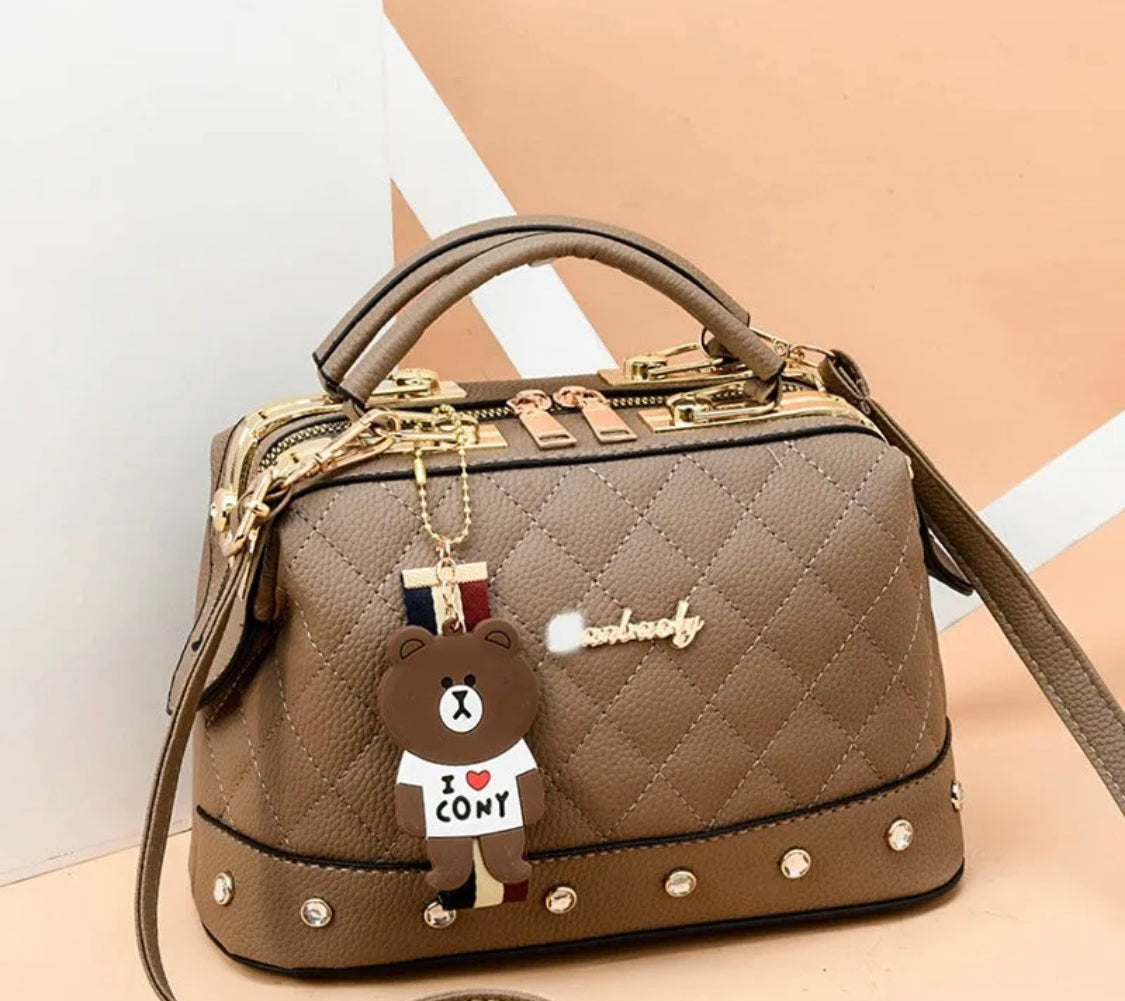 Quilted Bear and Studded Crossbody  Bags