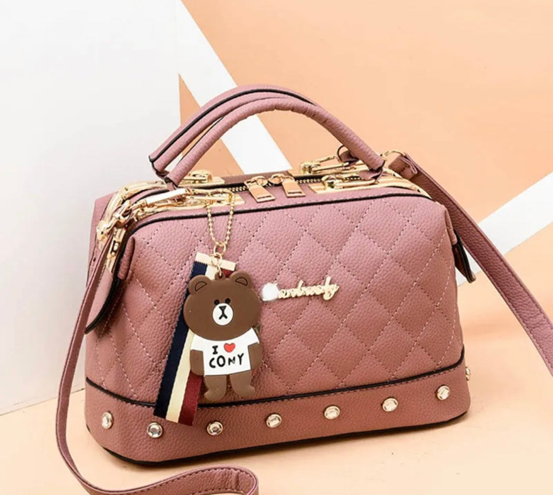 Quilted Bear and Studded Crossbody  Bags