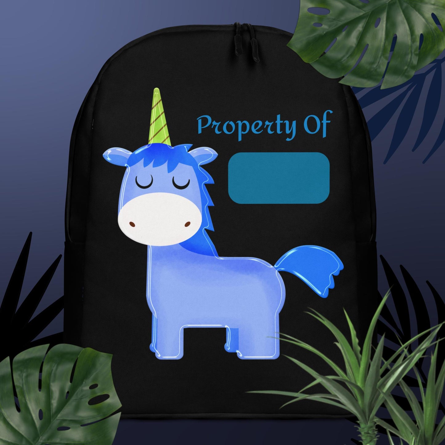 Black Unicorn Backpack with Name Label
