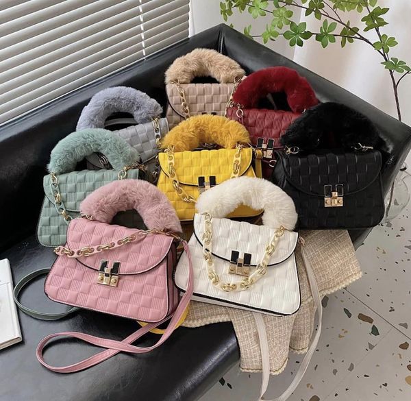 Fur Handle Crossbody Bags